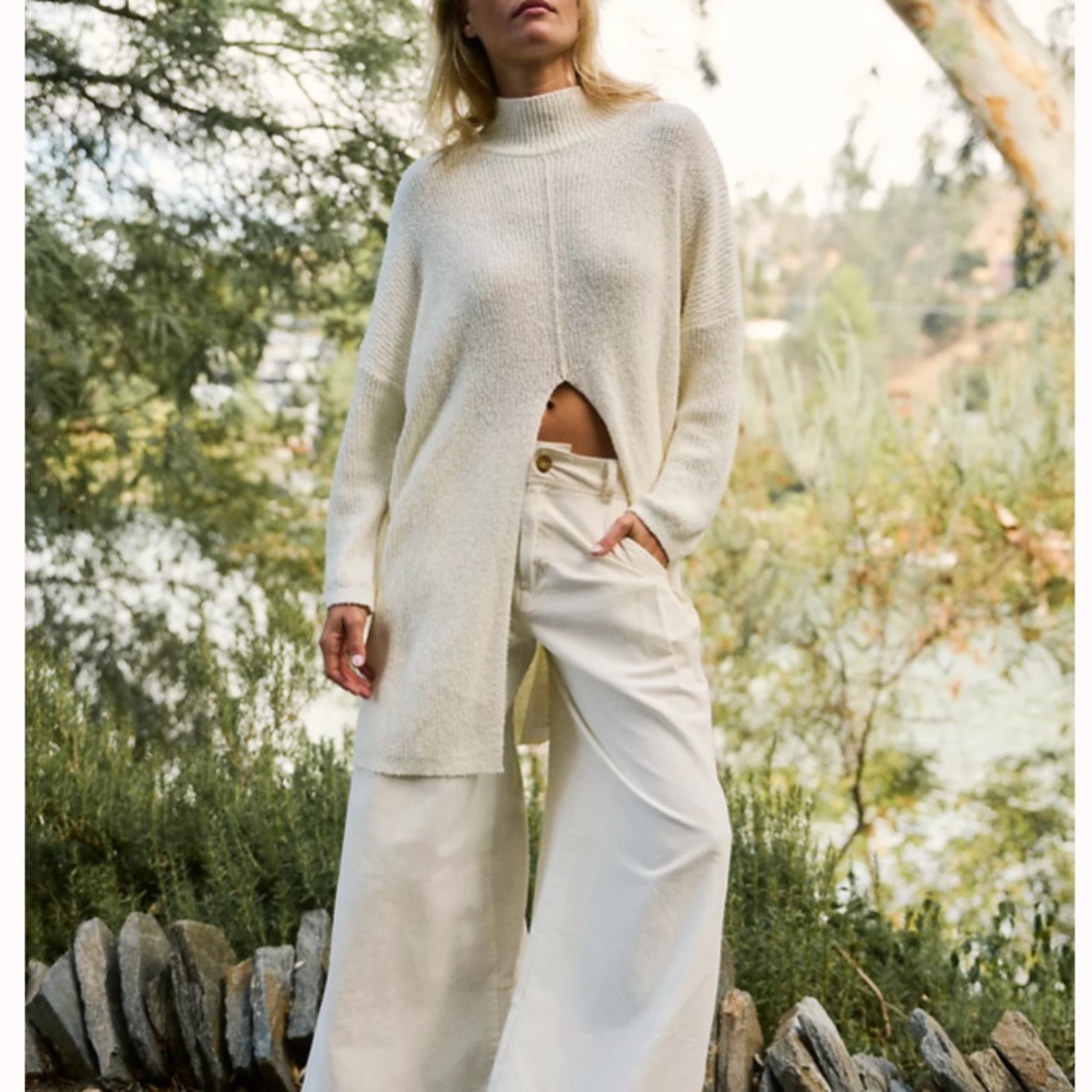 Free People Cream Turtleneck Sweater
